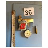 PARTNER PISTOL-SHAPED LIGHTER W/ RED GRIPS, SWAP