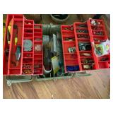 PLANO TACKLE BOX, CANTILEVER TRAYS, FILLED W/