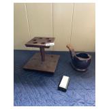 WOODEN PIPE STAND, CERAMIC PIPE ASHTRAY, RONSON