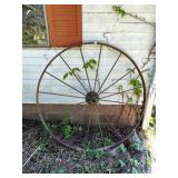 LARGE IRON WAGON WHEEL, SPOKED DESIGN, RUSTED