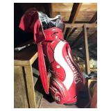 SPALDING TOUR EDITION GOLF CLUBS, RED BAG,
