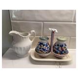J&G MEAKIN CLASSIC WHITE PITCHER, HAND-PAINTED
