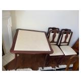 STAKMORE FOLDING CARD TABLE AND CHAIRS, WOOD