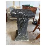 CAST STONE PEDESTAL, SQUARE TOP, FLORAL RELIEF