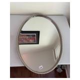 UTTERMOST OVAL WALL MIRROR, BEADED FRAME, SILVER