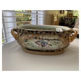 OVAL PORCELAIN SOUP TUREEN, COBALT BLUE AND GILT