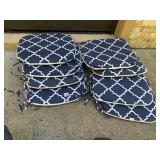 OUTDOOR CHAIR CUSHIONS, NAVY AND WHITE TRELLIS