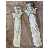 PAIR OF CAST RESIN ANGEL WALL PLAQUES, CLASSICAL