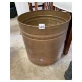 LARGE CYLINDRICAL BRASS BUCKET, REINFORCED RIM,