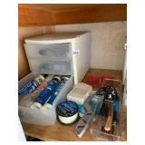 ASSORTED CAULK TUBES, FISHING LINE, SOLDERING
