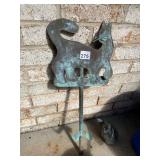 COPPER CAT WEATHERVANE ON STAKE, PATINATED