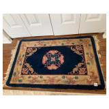 CHINESE ART DECO STYLE WOOL AREA RUG, DEEP BLUE