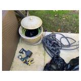 GARDEN HOSE STORAGE POT, LID, EXPANDABLE HOSES,