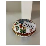 CLOISONNE ENAMEL TRINKET BOX, FLORAL MOTIF,