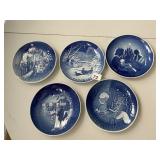 B&G PORCELAIN CHRISTMAS PLATES, BLUE AND WHITE