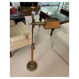 ADJUSTABLE BRASS FLOOR LAMP, LEATHER-WRAPPED
