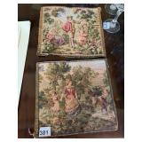 FRENCH WOVEN TAPESTRY PANELS, FIGURAL SCENES,
