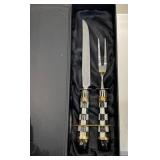 MACKENZIE-CHILDS CARVING SET, CHECKERED PATTERN