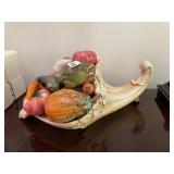 CERAMIC CORNUCOPIA CENTERPIECE, HAND PAINTED