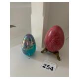 ART GLASS PAPERWEIGHT W/ IRIDESCENT BUBBLES, PINK