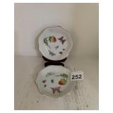 PORCELAIN DISHES, STRAWBERRY AND BUTTERFLY MOTIF,