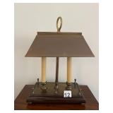 BRASS LIBRARY LAMP, DUAL CANDELABRA SOCKETS,