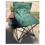 FOLDING CAMP CHAIR, GREEN NYLON FABRIC, BLACK