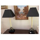 PR ELEPHANT TABLE LAMPS, BRONZE-TONE FIGURAL