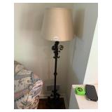 WROUGHT IRON FLOOR LAMP, SCROLLWORK BASE AND