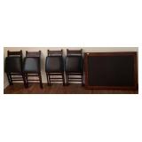 COSCO FOLDING TABLE AND FOLDING CHAIRS, DARK WOOD