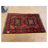 HAND-KNOTTED WOOL AREA RUG, GEOMETRIC MEDALLION
