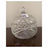 CUT CRYSTAL COVERED CANDY DISH, DIAMOND PATTERN