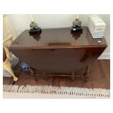 DROP-LEAF CONSOLE TABLE, DARK STAINED WOOD,