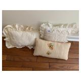 DECORATIVE THROW PILLOWS, NEEDLEPOINT FLORAL