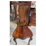 WOOD DINING CHAIR, SHELL CARVED CREST RAIL,