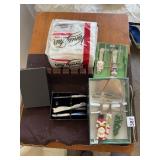 CHRISTMAS SERVING SET, SANTA AND TREE HANDLES,
