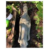 CONCRETE GARDEN STATUE, ASIAN ELDER FIGURE,