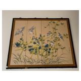 FOUR-PANEL FOLDING SCREEN, PAINTED BIRDS AND