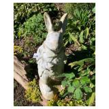 CAST STONE GARDEN STATUE, RABBIT IN WAISTCOAT