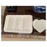 CERAMIC SERVING DISHES, RECTANGULAR THREE-SECTION