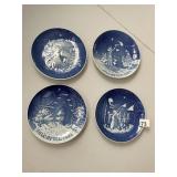 B&G PORCELAIN CHRISTMAS PLATES, BLUE AND WHITE