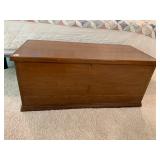 WOOD BLANKET CHEST, HINGED LID, INTERIOR STORAGE,