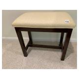 UPHOLSTERED VANITY BENCH, DARK WOOD LEGS, YELLOW