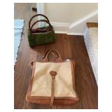 ITALIAN LEATHER AND CANVAS TOTE BAG W/ LEATHER