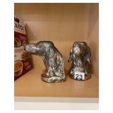 PMC METAL DOG HEAD BOOKENDS, FIGURAL DESIGN,