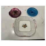 CAULDON CHINA SQUARE SERVING PLATE, PURPLE ART