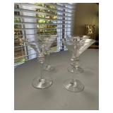 CLEAR GLASS MARTINI GLASSES, STEMMED, BALUSTER