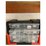PLASTIC ORGANIZER CASE W/ ASSORTED FASTENERS,