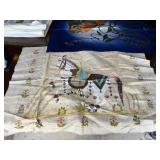 BATIK TEXTILES, HAND-PAINTED HORSE MOTIF ON CREAM