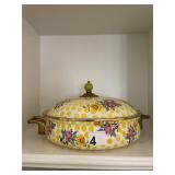 MACKENZIE-CHILDS ENAMEL CASSEROLE DISH, FLORAL